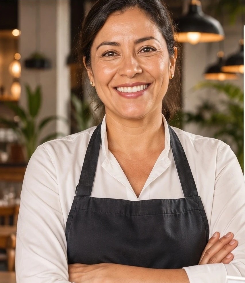 Dueña de restaurante usando CartaYa